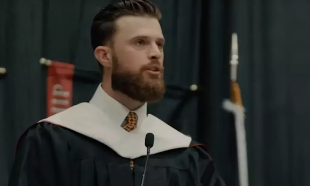 Harrison Butker during his commencement address.