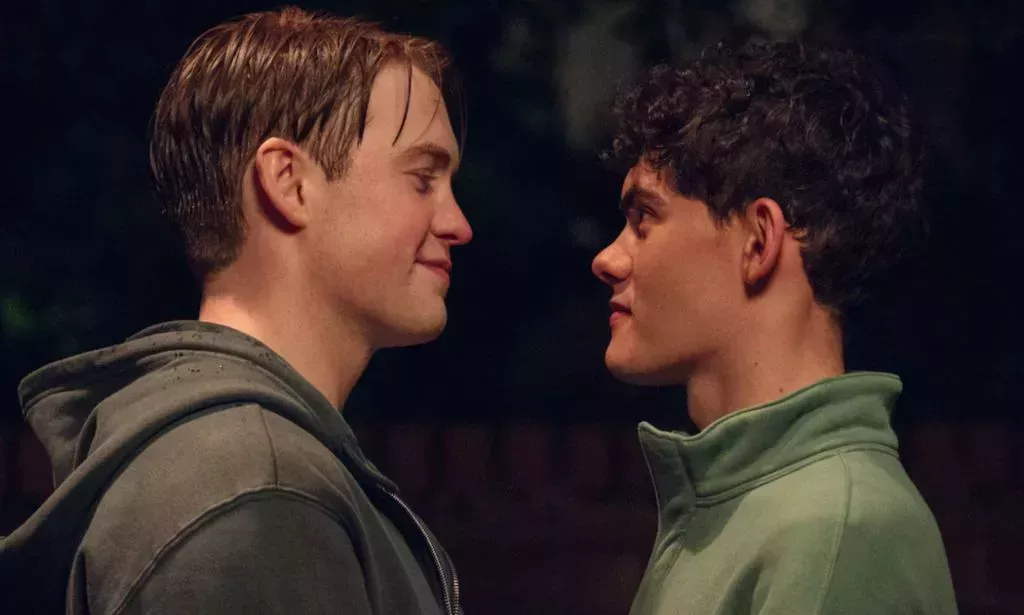 Kit Connor and Joe Locke as Nick Nelson and Charlie Spring in Heartstopper season three