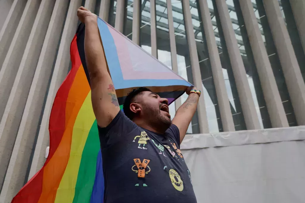 Members of the LGBTQ+ community in Mexico City, Mexico demonstrated following workers targeting Pride flags. 