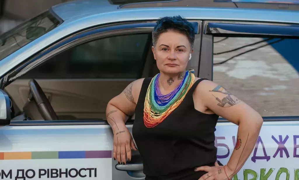 A driver at Kharkiv Pride.