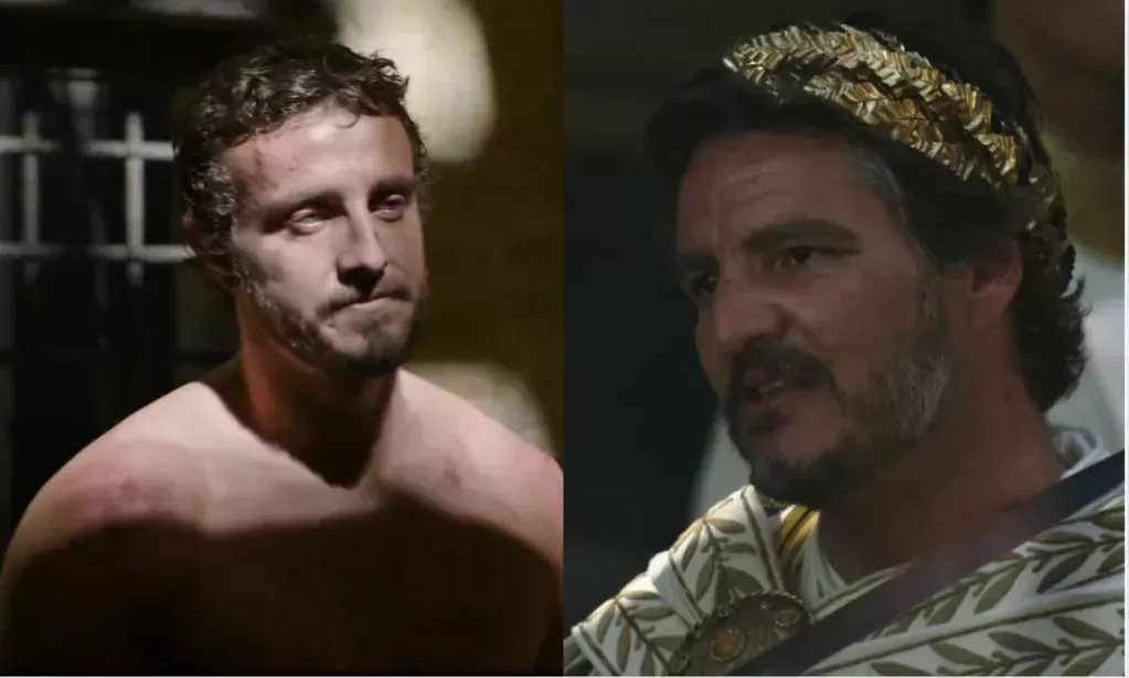 Paul Mescal (izquierda) y Pedro Pascal (derecha) protagonizan el tráiler de Gladiador 2. (Paramount)