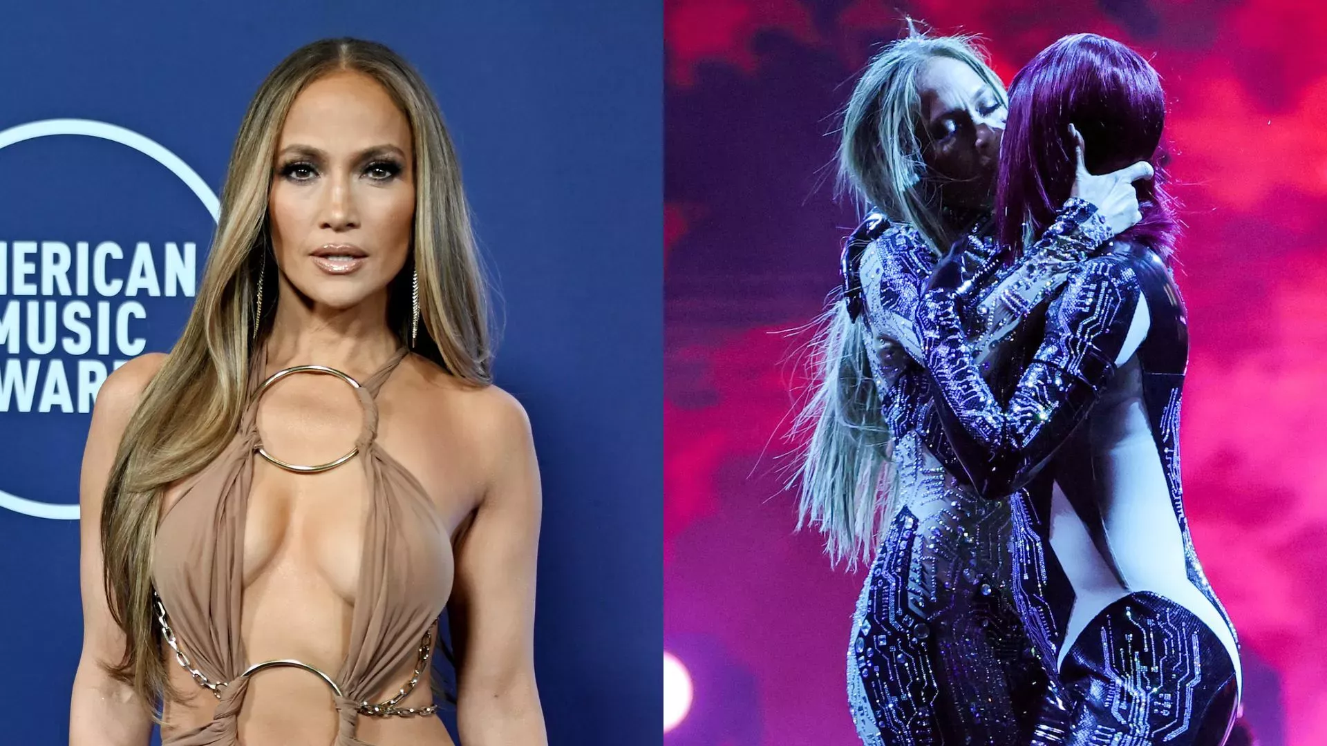 Jennifer Lopez acusada de 'queerbaiting' tras besar a una bailarina durante su actuación en los AMAs