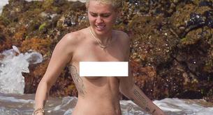 Miley Cyrus, pillada desnuda en la playa con su novio