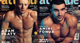 Los nadadores desnudos Adam Peaty y Amini Fonua en 'Attitude'